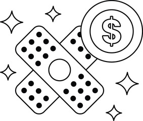 A dollar sign is on top of a dollar bill