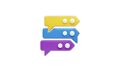 3D Chat Bubbles Stacked on White Background