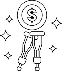 A dollar sign is on top of a coin