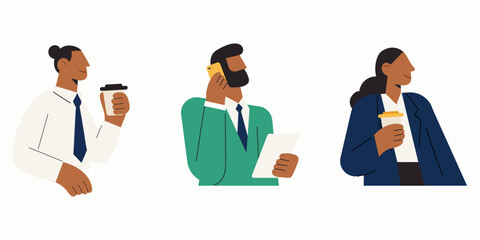 Employee character. Collection illustration of office worker character. Flat design style.