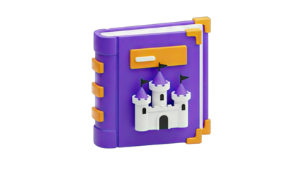 3D Fantasy Book with Castle Illustration