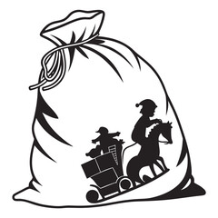 Christmas santa toy bag silhouette large shape (1)