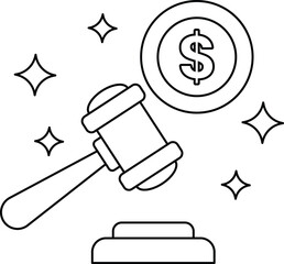 A dollar sign is on top of a gavel