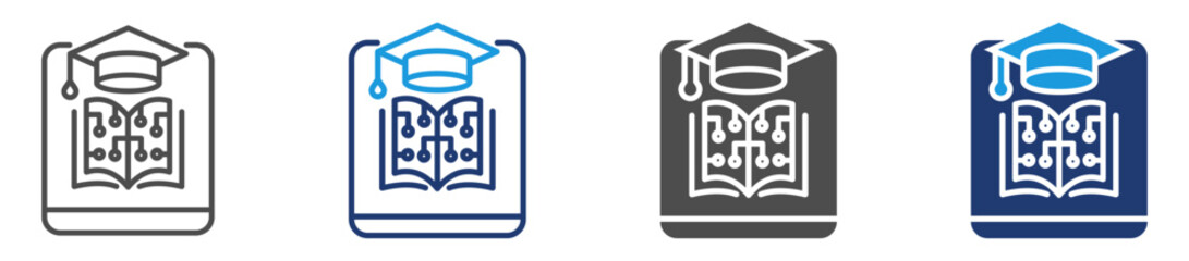 educational technology icon sheet with multiple style