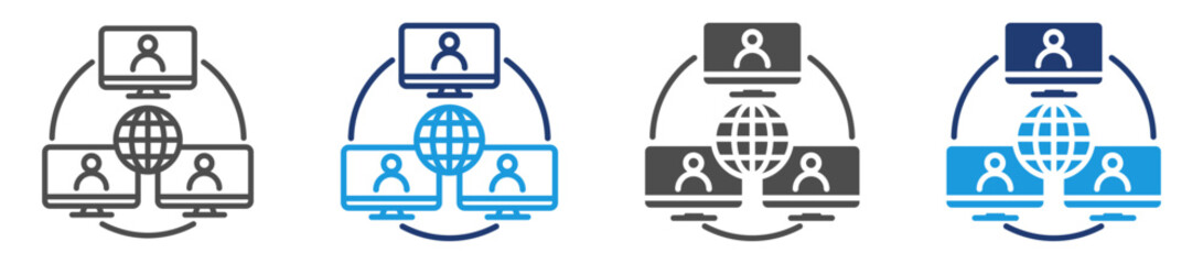 online collaboration icon sheet with multiple style