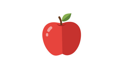 Simple Flat Illustration of A Red Apple with Leaf Fruit Icon