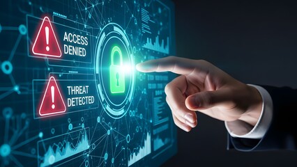 Cybersecurity professional manages network security and addresses a detected threat with access denial