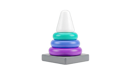 Fototapeta premium Stacking Toy Pyramid on White Background