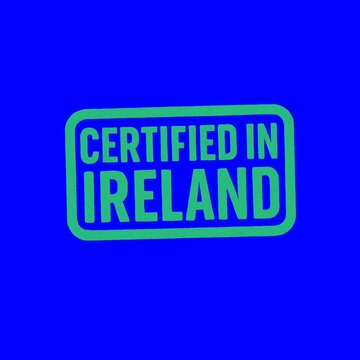 Certified in Ireland red and green grunge stamps isolated on green and blue chroma key background - Red Grunge Seal