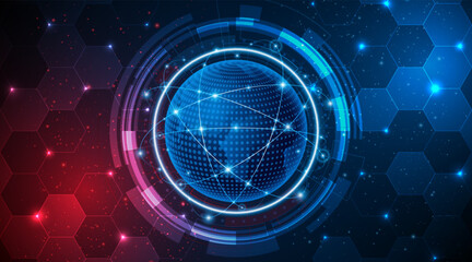 Global connection network background. World map. High-speed internet technology concept or fast wireless data transmission. modern internet network connection technology background