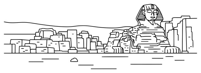 Great sphinx of giza ancient egyptian statue and historical monument outline