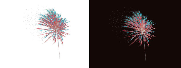 Świąteczne fajerwerki na przezroczystym tle. Sylwester. Nowy rok.	