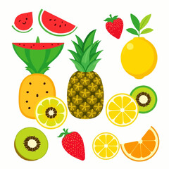 Colorful Cartoon Fruit Illustrations
