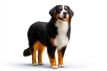 Majestic Full Body Portrait of a Bernese Mountain Dog on a White Background