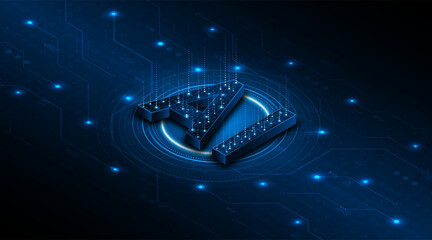 Digital technology of the future. AI icon or artificial intelligence symbol. Future advanced artificial intelligence technology circuit board concept