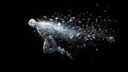Obraz premium Dynamic ice crystal explosion burst on black background