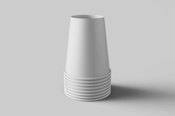 realistic stack of disposable paper coffee drink cup mockup for cafe branding and packaging design template 3d render isolated