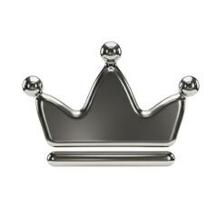 3d silver style crown icon y2k chrome shapes trendy futuristic illustration on Transparent Background PNG Generative AI
