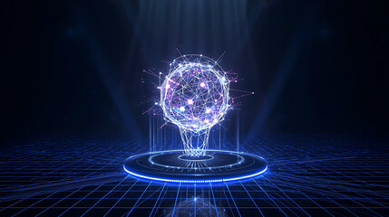 Futuristic Globe with Network Connections on Holographic Platform