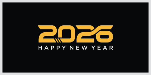 Happy New Year 2026 Logo. Abstract Hand drawn creative calligraphy vector logo design. 2026 New year Logo Design