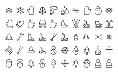 Winter icon set.Editable line icons. Vector illustration.