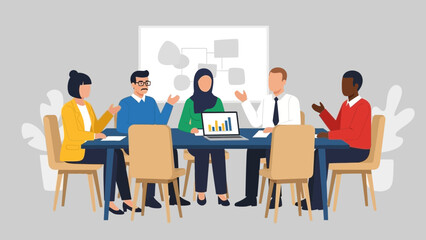 diverse group of professionals engaging in a collaborative business meeting in a modern office