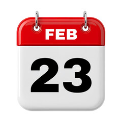 23 February Date Calendar 3D