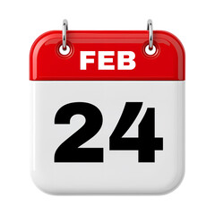 24 February Date Calendar 3D