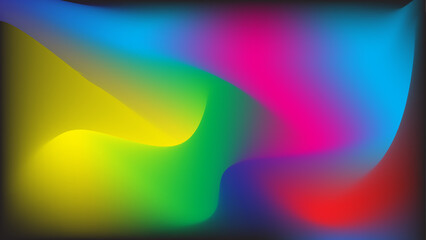 A vibrant abstract background with swirling, fluid gradients of yellow, green, blue, magenta, and red colors.