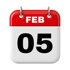 5 February Date Calendar 3D
