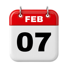 7 February Date Calendar 3D
