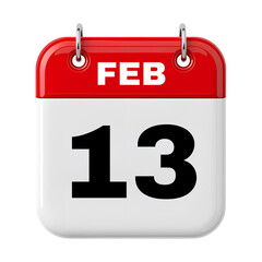 February Date Calendar 3D