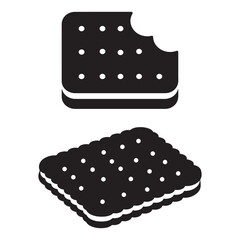 Bundle collection set design chocolate sandwich cookie icons with bite mark silhouette art design illustration