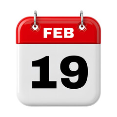 19 February Date Calendar 3D