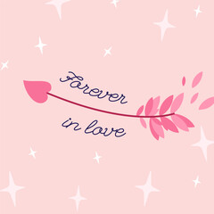 Valentine’s Day Cupid Arrow Vector – Cute “Forever in Love” Romantic Illustration