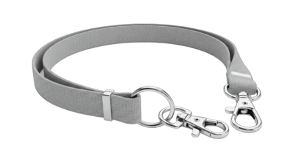 Gray Lanyard with Metal Clips Isolated on White