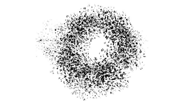 Scattered ash texture in the shape of a circle frame