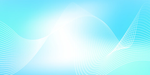 Abstract blue gradient background with shining lines waves. Minimalist background shape old flowing