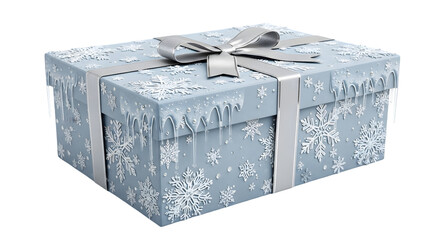 A beautifully wrapped gift box with a silver bow on a black background