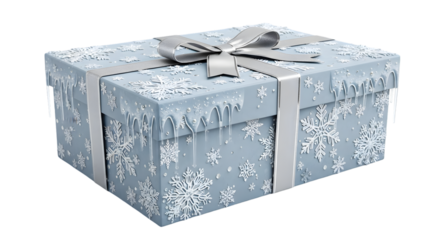 A beautifully wrapped gift box with a silver bow on a black background