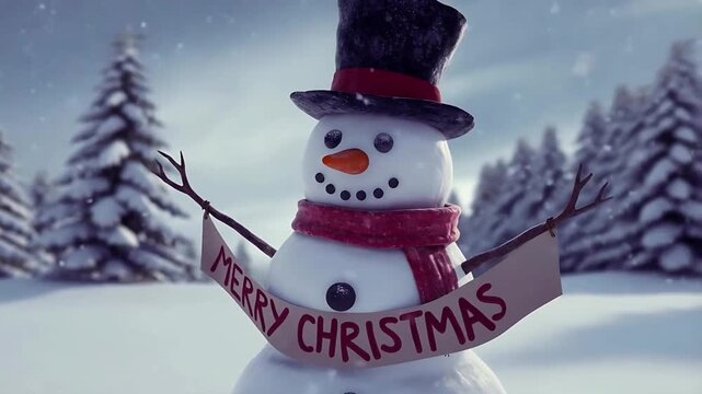 snowman in the snow video snow falling merry Christmas 