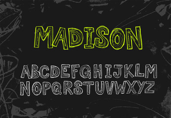 Urban grunge font drawn with fine hand lines. Rough sketch-style lettering with a light distressed feel. Thin-stroke hand lettering alphabet, vector typeface