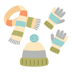 set of cozy knitted clothes