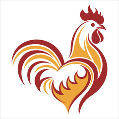 Stylized chicken logo with bold yellow and red colors