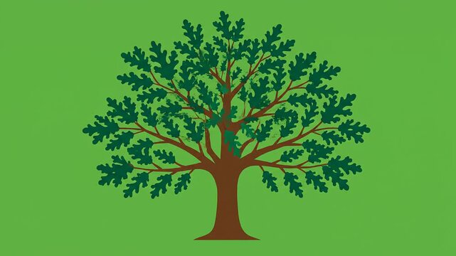 Animated growing tree development time lapse on green screen background showing life cycle from seed sprout to mature plant graphic element