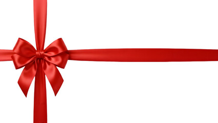 Classic red satin bow crossing ribbon, neat gift wrap presentation.