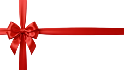 Classic red satin bow crossing ribbon, neat gift wrap presentation.