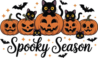 Halloween Illustration &ndash; Spooky Pumpkin Ghost Witch T-Shirt Design