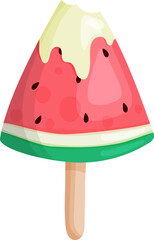 Watermelon popsicle illustration with soft texture and bright colors. Perfect for summer designs, food graphics, packaging, and playful patterns