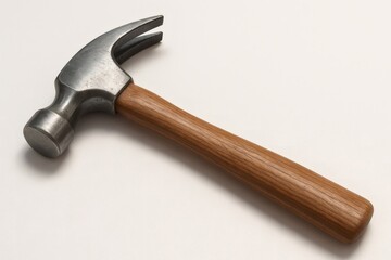 Claw Hammer Tool Isolated on White Background, Hyperrealistic 3D Steel Hammer Render